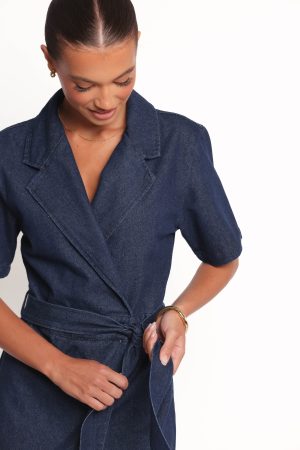 Bruna Denim Romper – Dark Wash