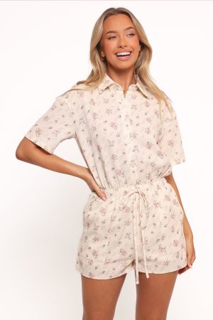 Calypso Romper – Cream Pink Floral