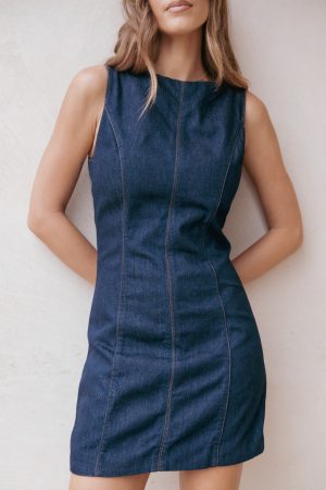 Calyx Mini Dress – Dark Denim