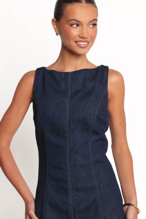 Calyx Mini Dress – Dark Denim