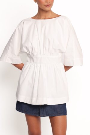 Camila Open Back Top – White