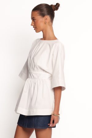 Camila Open Back Top – White