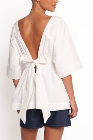 Camila Open Back Top – White