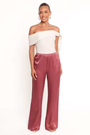 Carissa Satin Pants – Dusty Rose