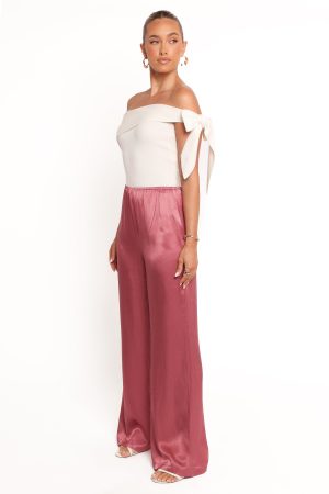Carissa Satin Pants – Dusty Rose