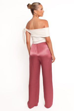 Carissa Satin Pants – Dusty Rose