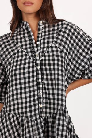 Carolina Mini Dress – Black/White Gingham