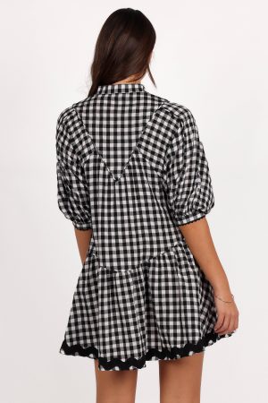 Carolina Mini Dress – Black/White Gingham