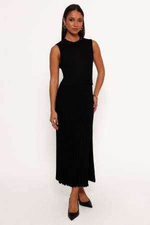 Carson Knit Midi Skirt – Black