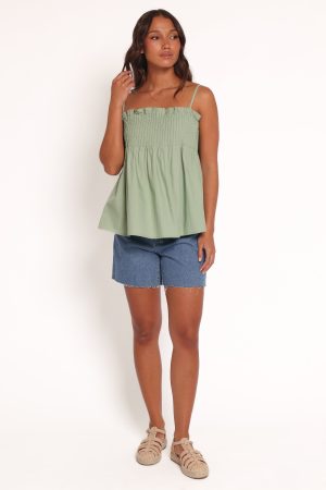 Carson Pleated Top – Sage Green