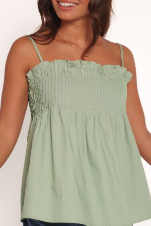 Carson Pleated Top – Sage Green