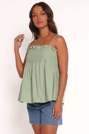 Carson Pleated Top – Sage Green
