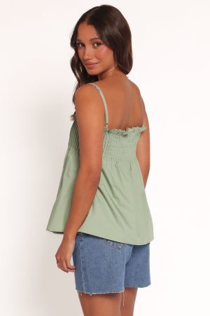 Carson Pleated Top – Sage Green