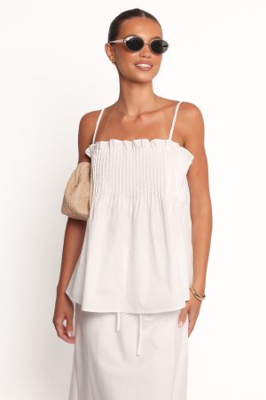 Carson Pleated Top – White