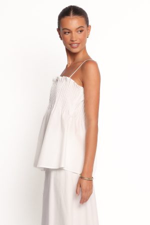 Carson Pleated Top – White