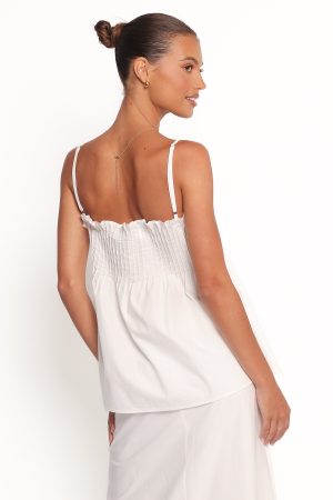Carson Pleated Top – White