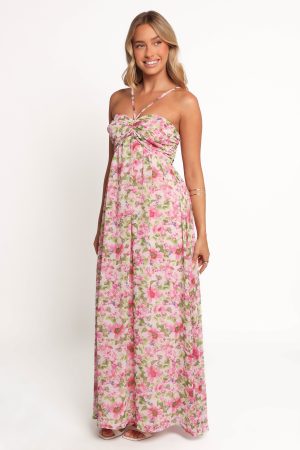 Cascade Halterneck Maxi Dress – Carmine Rose