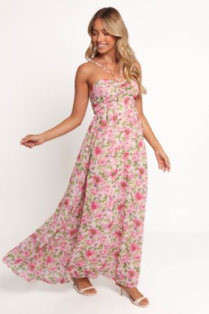 Cascade Halterneck Maxi Dress – Carmine Rose