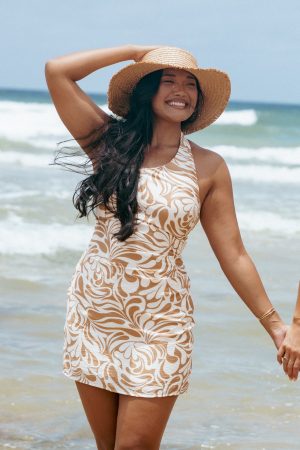 Cass Mini Dress – Tan White