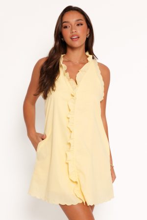 Cassandra Ruffle Mini Dress – Butter Yellow