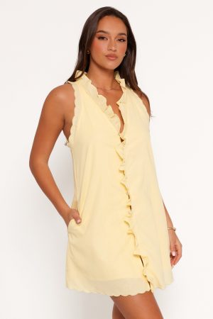 Cassandra Ruffle Mini Dress – Butter Yellow