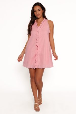Cassandra Ruffle Mini Dress – Pale Pink