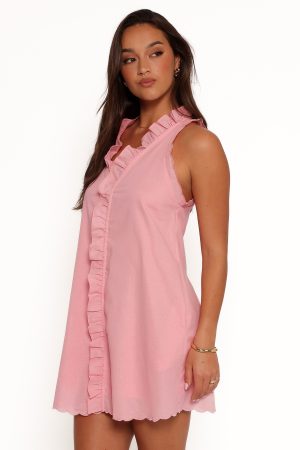 Cassandra Ruffle Mini Dress – Pale Pink