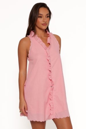 Cassandra Ruffle Mini Dress – Pale Pink