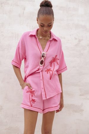 Catalina Short Sleeve Shirt – Pink