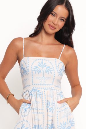 Cathy Midi Dress – Blue/White