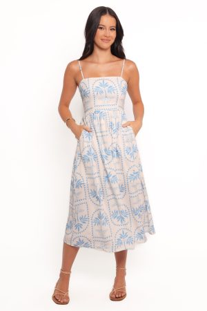 Cathy Midi Dress – Blue/White