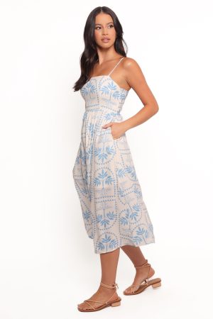 Cathy Midi Dress – Blue/White