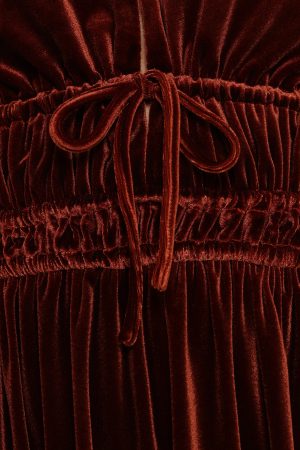 Cece Velvet Long Sleeve Maxi Dress – Rust