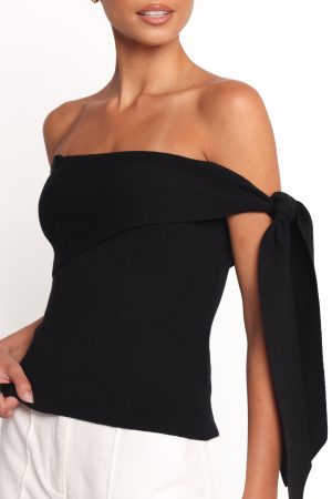 Charama Off Shoulder Knit Top – Black