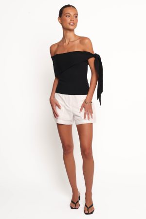 Charama Off Shoulder Knit Top – Black