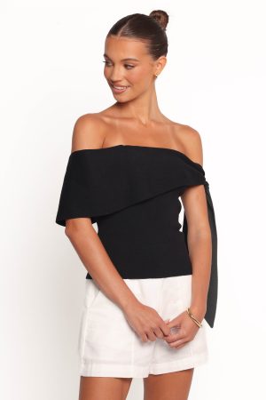 Charama Off Shoulder Knit Top – Black