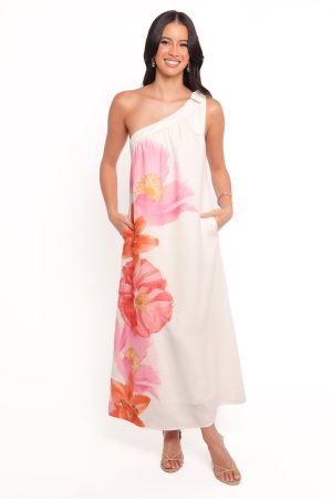 Charlize Maxi Dress – White Pink