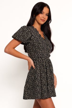 Chelsey Mini Dress – Black/Cream Floral