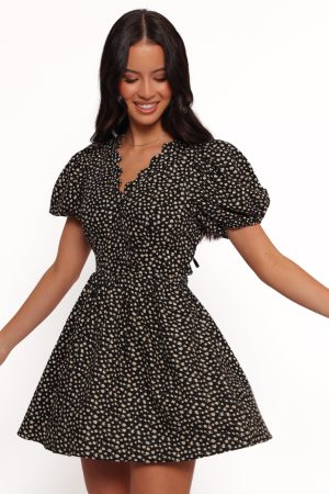 Chelsey Mini Dress – Black/Cream Floral