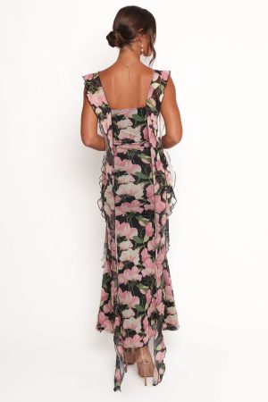 Chiara Maxi Dress – Black Floral