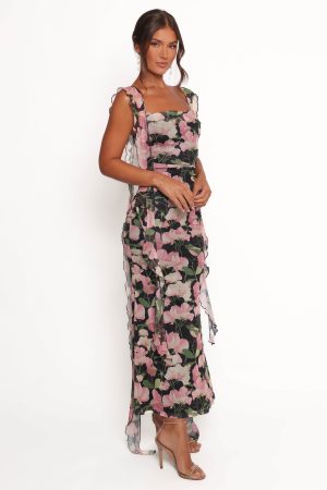 Chiara Maxi Dress – Black Floral