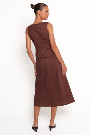 Chiaro Midi Skirt – Brown