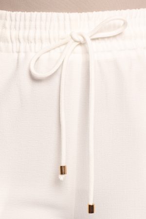 Cinch Wide Leg Crepe Pant – White