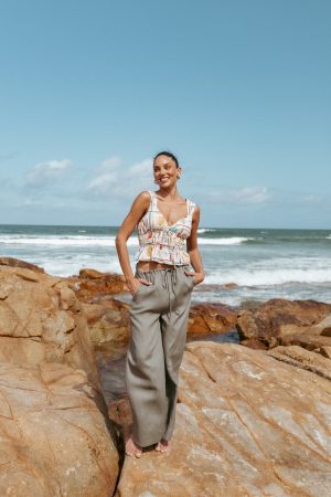 Clairo Linen Pant – Olive