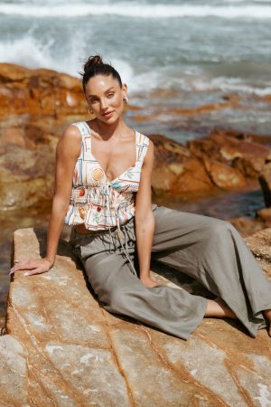 Clairo Linen Pant – Olive