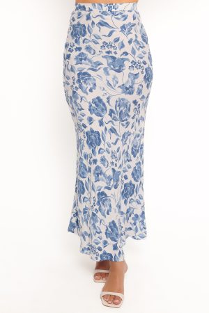 Claud Maxi Skirt – Blue White Floral