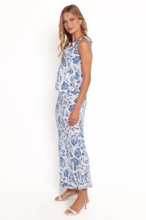 Claud Maxi Skirt – Blue White Floral