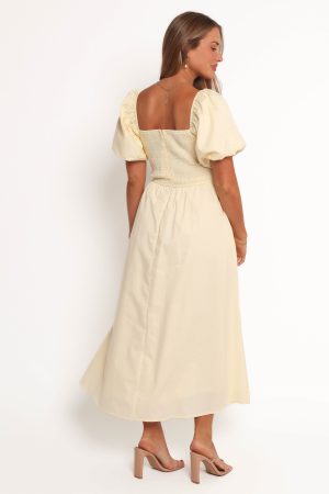 Clo Puff Sleeve Midi Dress – Yellow