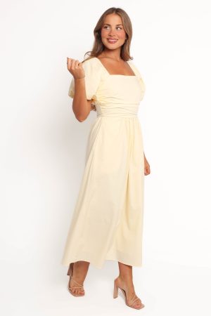Clo Puff Sleeve Midi Dress – Yellow