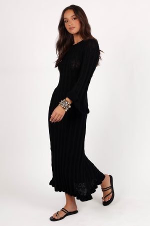 Colter Long Sleeve Maxi Dress – Black